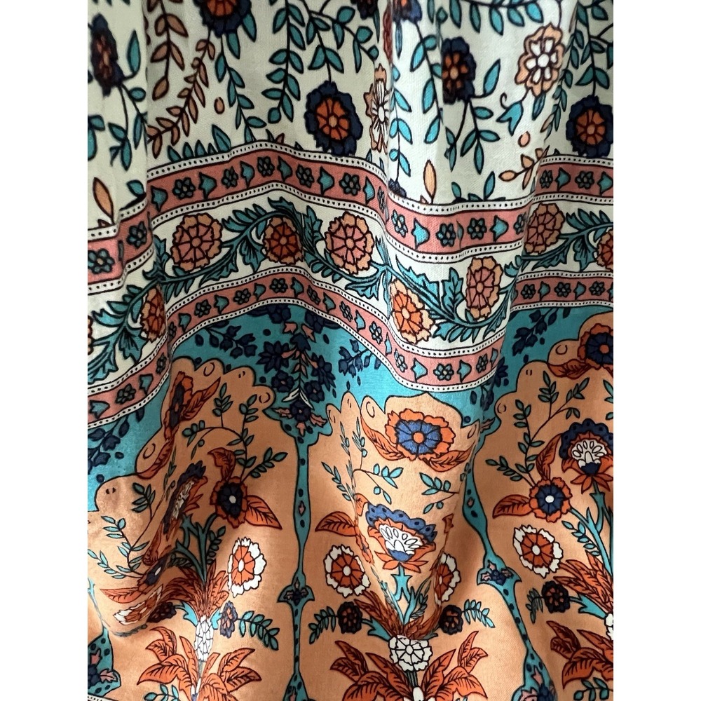 Natural Life Womens Floral Maxi Dress Size Medium Short Ballon Sleeve Boho - Picture 10 of 13